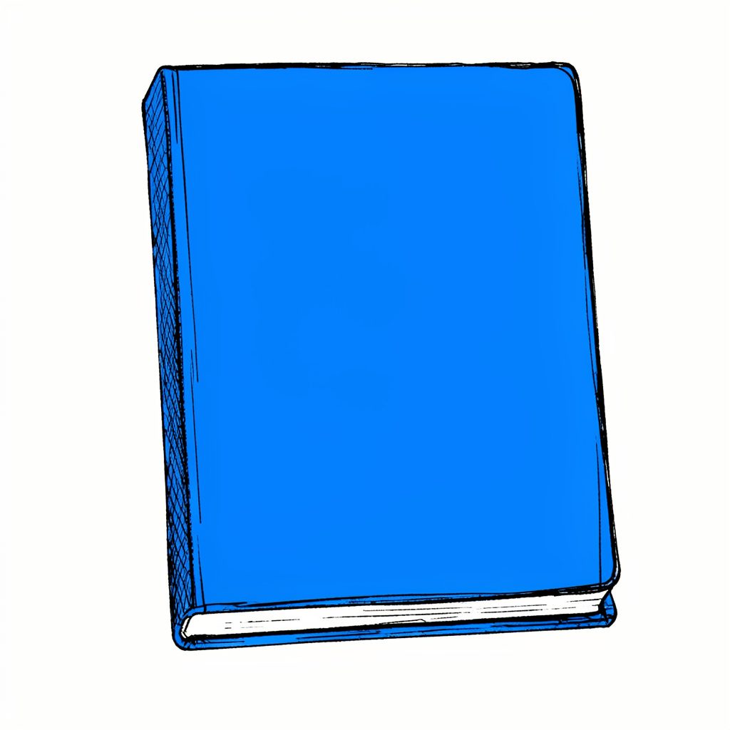 A hand-drawn ink illustration of a tablet device cover, muted grays and blues